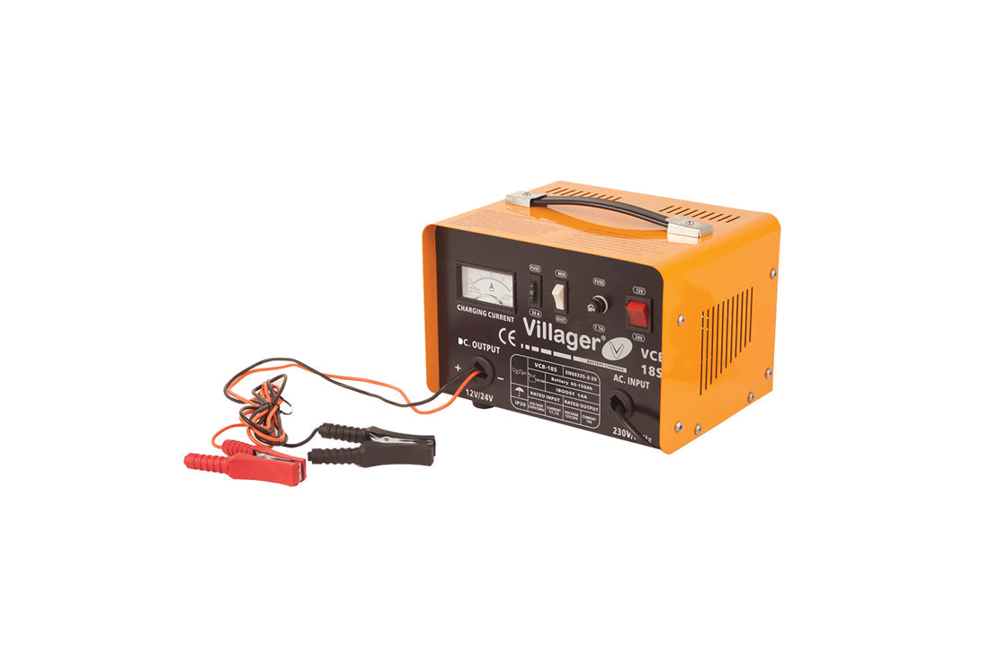 Batterieladegerät VCB 18 S – 12/24 V, 14 A, für 60–150 Ah Batterien, inkl. Klemmen & Sicherung - VI-16432