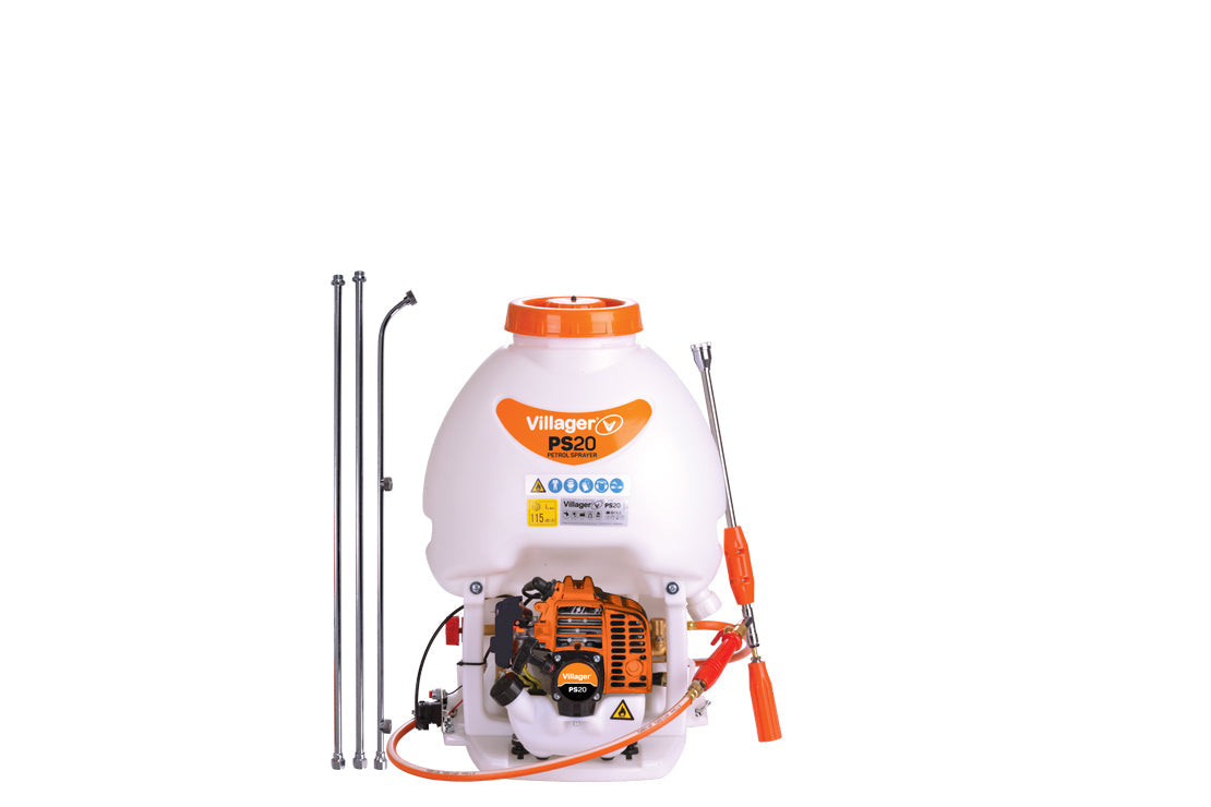 Benzin-Rückenspritze – 25 cm³ 2-Takt-Motor, 20 l Tank, 12 m Reichweite & 3-teilige Sprühlanze - VI-30118