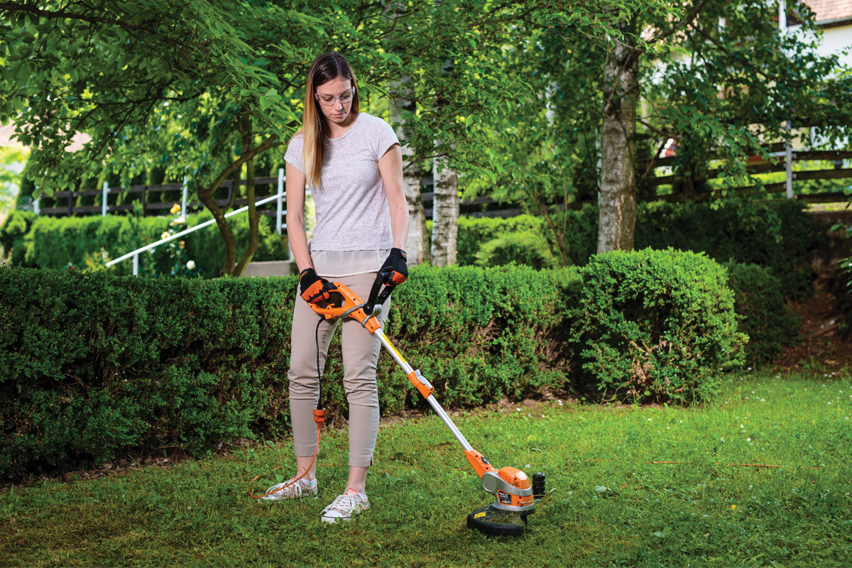 Elektro-Rasentrimmer – 550 W, 27 cm Schnittdurchmesser, Teleskopstiel, Orange Edition - VI-46738