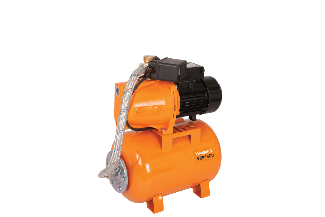 Villager Hauswasserwerk VGP 1300 Wasserpumpe – 1300 W Gartenpumpe mit 19 l Tank, 5.4 m³/h & 47 m Förderhöhe – VI-047115