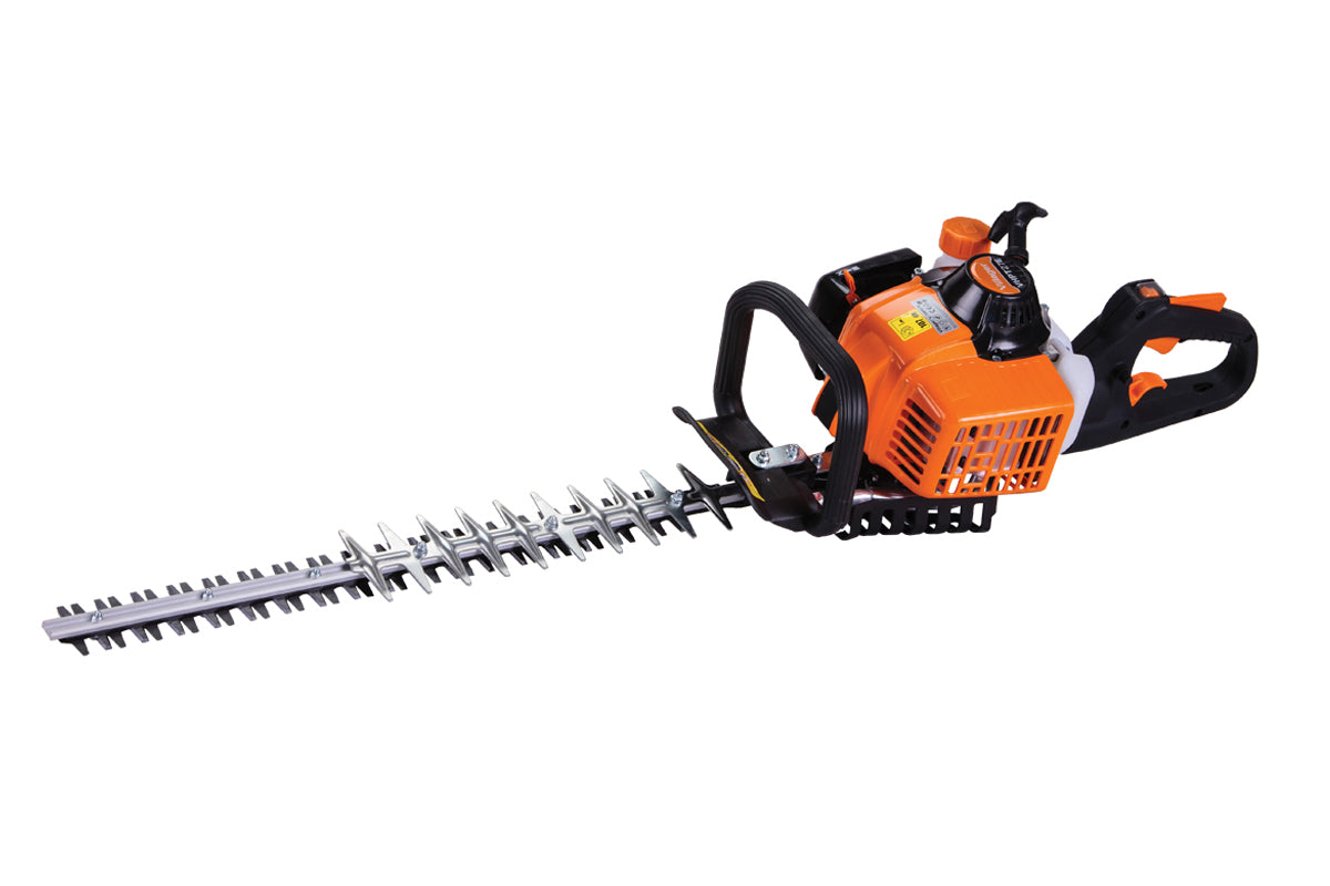Benzin-Heckenschere – 22,5 cm³, 0,65 kW, 60 cm Doppelklinge, Antivibrationssystem, Orange Edition - VI-50790