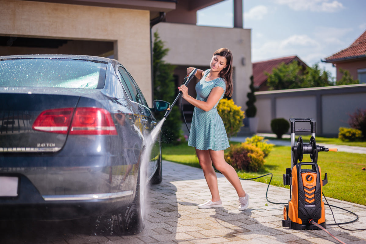 VHW 120 Hochdruckreiniger – 2100 W, 165 bar, 432 l/h mit 8 m Schlauchtrommel & Turbodüse – VI-050904
