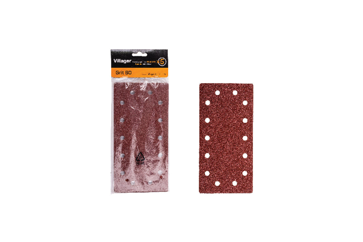 Schleifpapier 230 × 115 mm – Körnung 60, 14-Loch, 5er-Set | Für Schwingschleifer VLN 320 - VI-55691