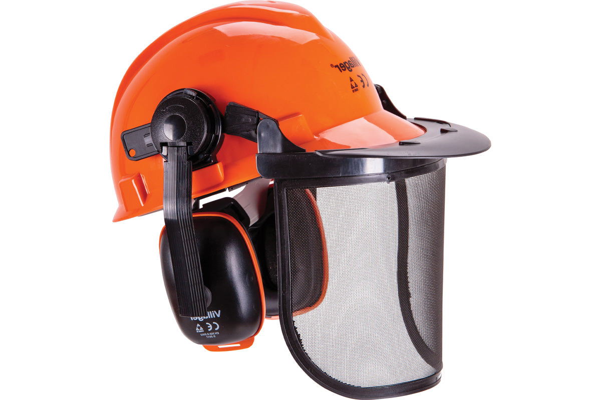 Försterhelm VFH 19 – Helm mit Gesichts-, Gehör- & Nackenschutz für Forstarbeiten - VI-056395