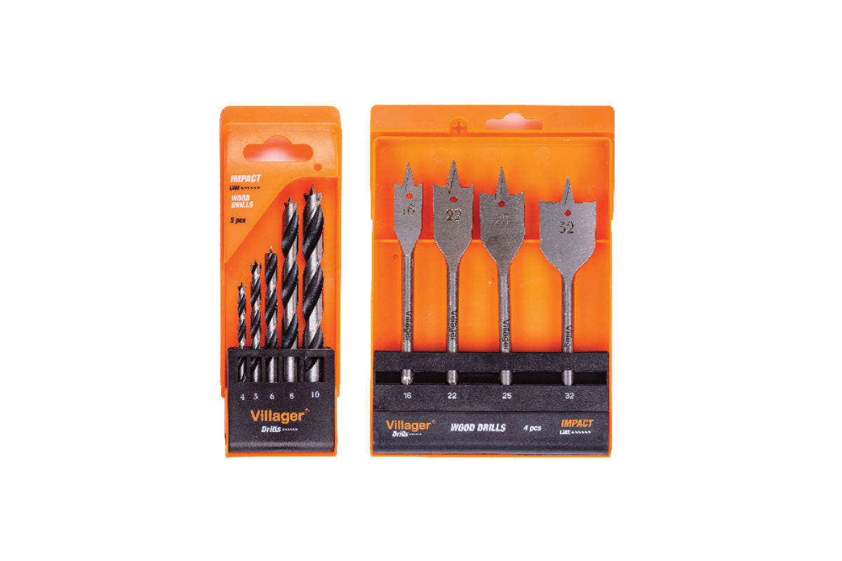 Villager Holzbohrer-Set – Spiral- & Flachbohrer im Kombi-Set (9-teilig) - VI-062717