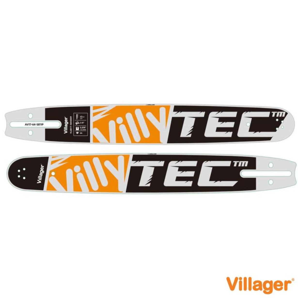 Sägeschiene 30 cm – 3/8", 1,3 mm Nutbreite, 22 Zähne – Reversible Führungsschiene - VI-81153