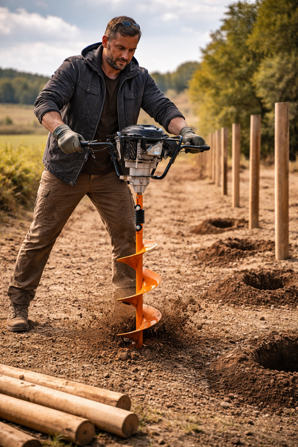 Villager VPH 170 R Profi-Erdbohrer Powerhead (ohne Bohrer) – 150 cm³ 4-Takt Erdbohrer für Bohrungen bis Ø 35 cm - VI-055377