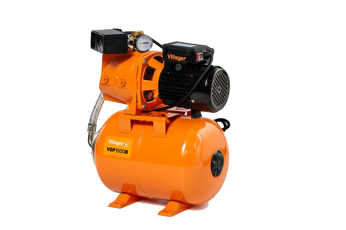 Villager Hauswasserwerk VGP 1500 B Wasserpumpe – 1500 W Gartenpumpe mit 19 l Tank, 6,3 m³/h & 48 m Förderhöhe – VI-047116