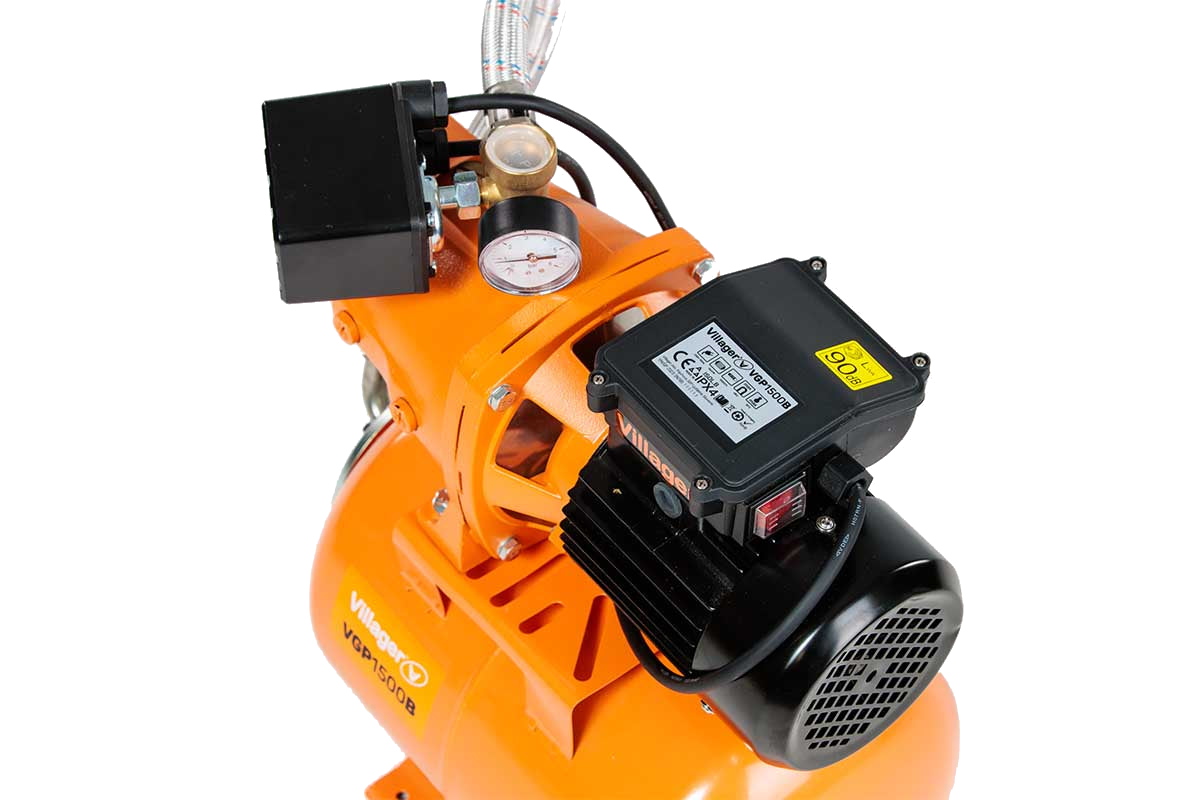Villager Hauswasserwerk VGP 1500 B Wasserpumpe – 1500 W Gartenpumpe mit 19 l Tank, 6,3 m³/h & 48 m Förderhöhe – VI-047116