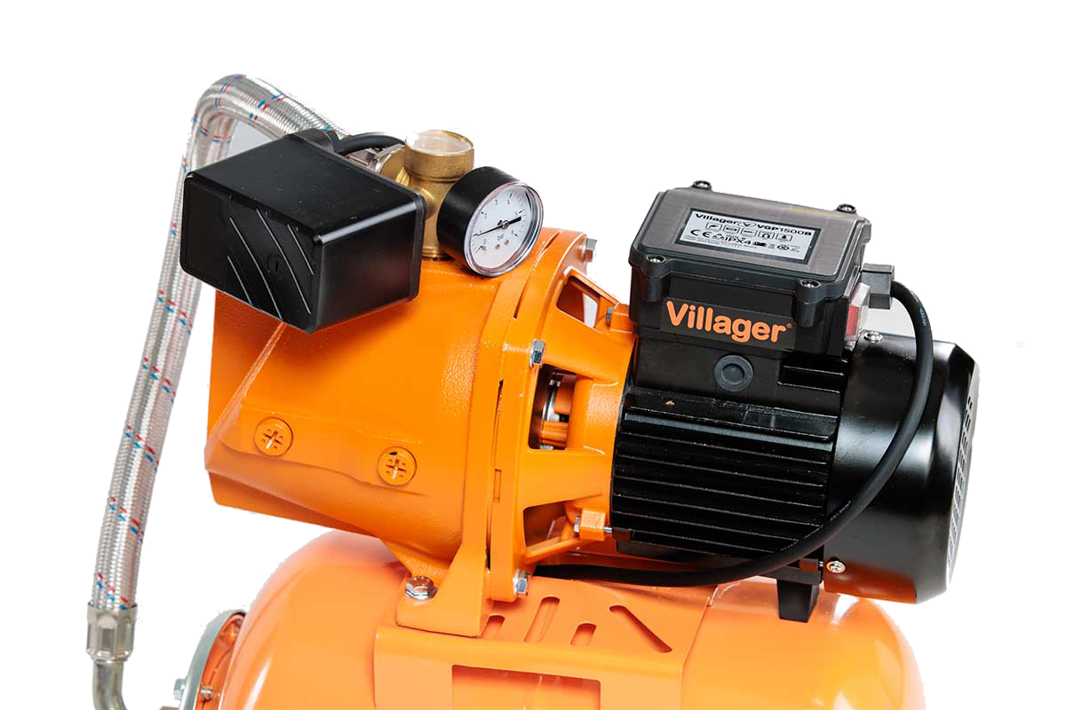 Villager Hauswasserwerk VGP 1500 B Wasserpumpe – 1500 W Gartenpumpe mit 19 l Tank, 6,3 m³/h & 48 m Förderhöhe – VI-047116